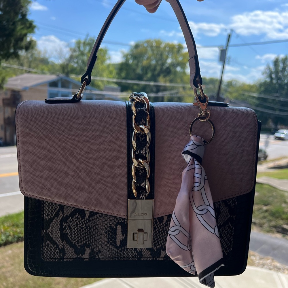 ALDO purse, pink, and black